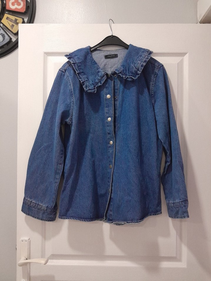 Kadın Mavi Düğmeli Denim Ceket - Görsel 3