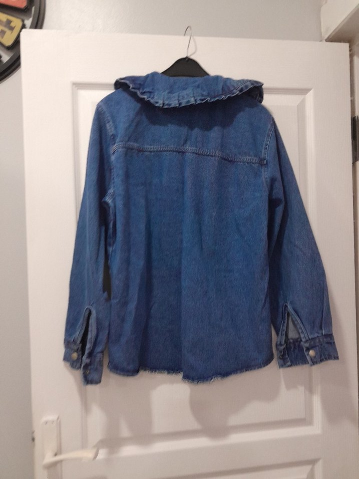 Kadın Mavi Düğmeli Denim Ceket - Görsel 5