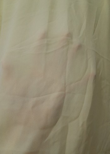 Sarı Kısa Kollu Salaş Keten Bluz - Görsel 5