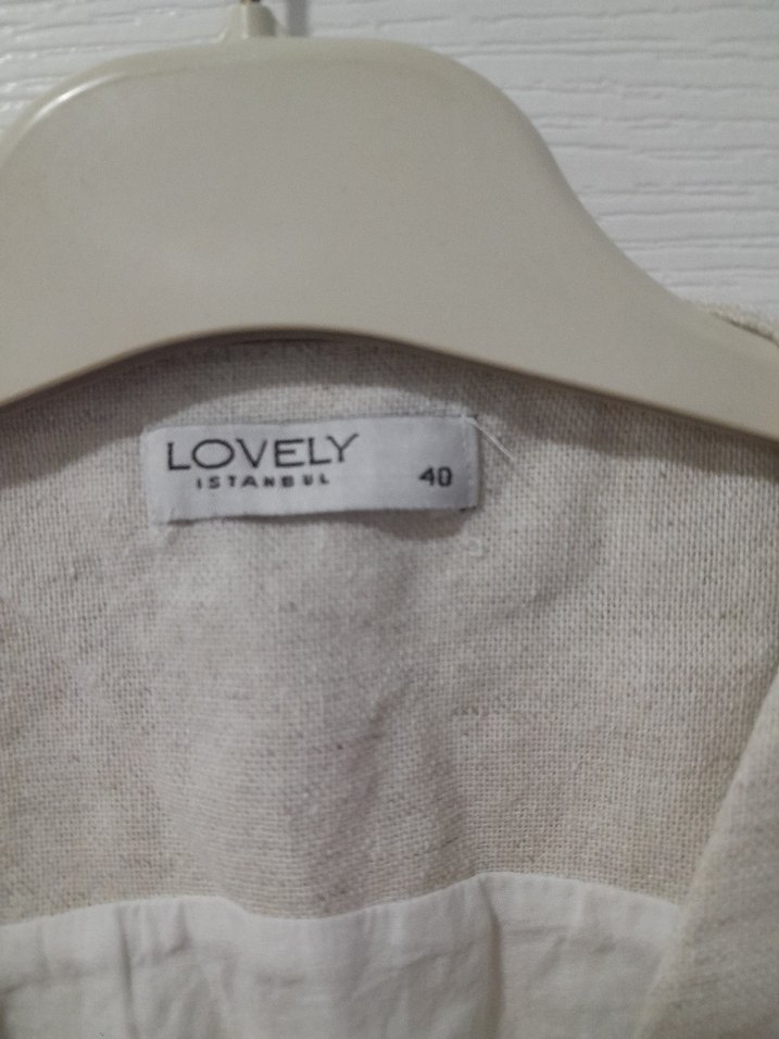 Bej Keten Düğmeli Kolsuz Yelek - Görsel 4