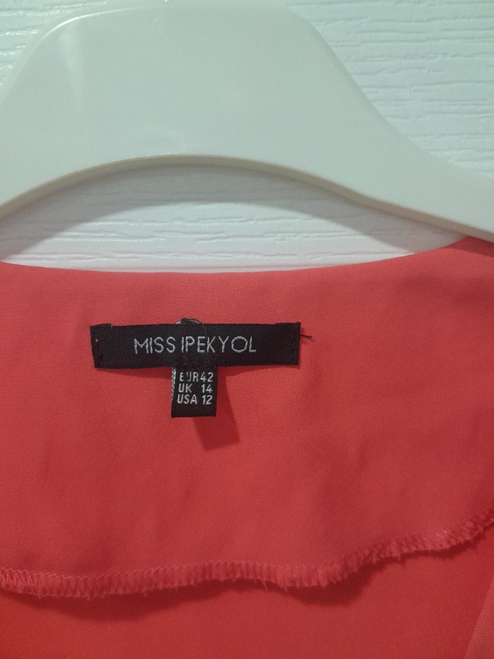 Kırmızı V Yaka Uzun Kollu Kadın Bluz - Görsel 4