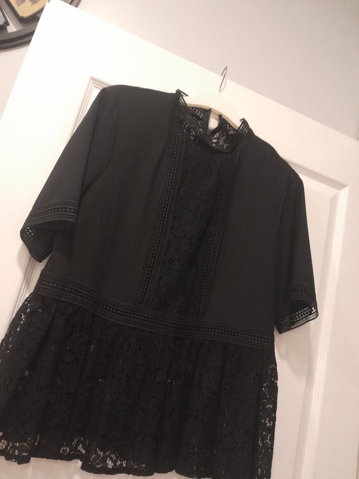 Dantelli Siyah Gotik Kadın Bluz - Görsel 5