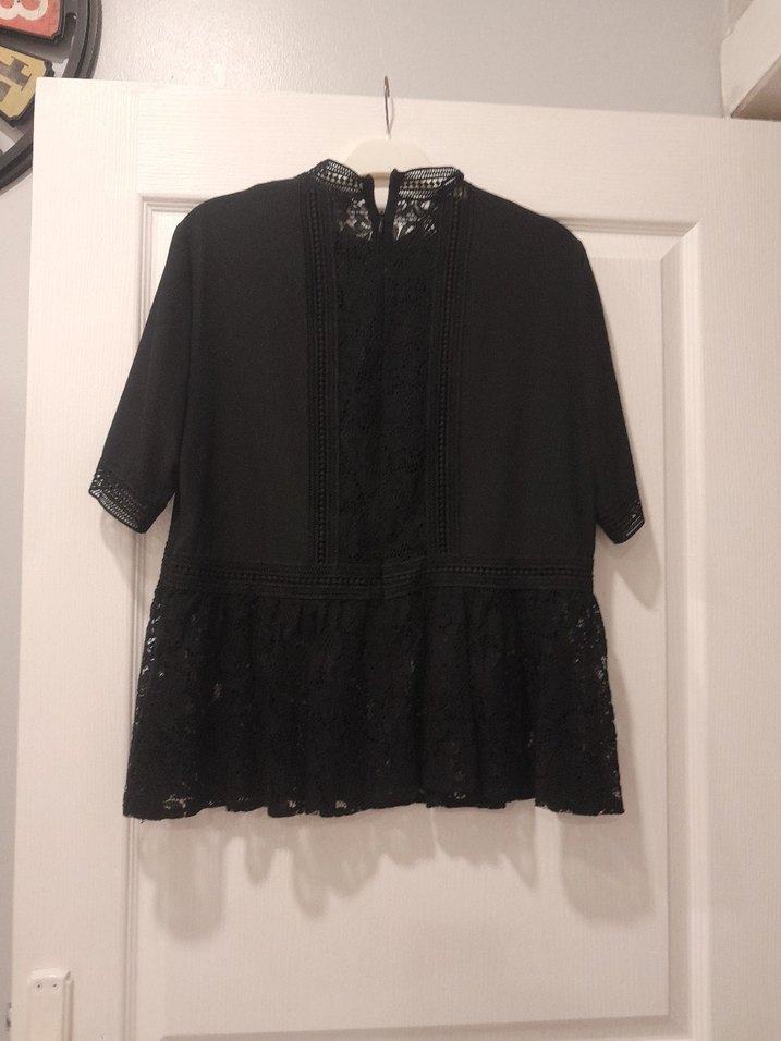 Dantelli Siyah Gotik Kadın Bluz - Görsel 4