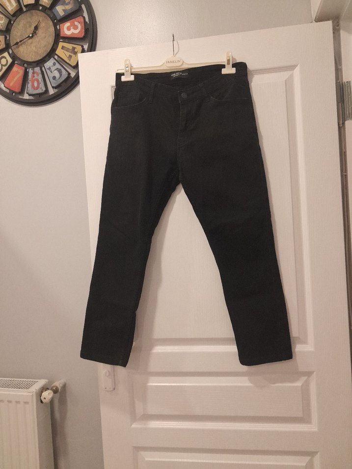 Siyah Regular Fit Midi Erkek Kot Pantolon - Görsel 2