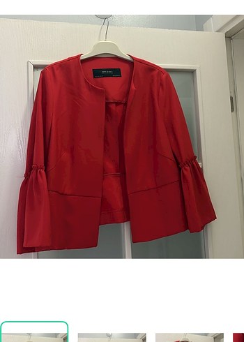 Zara Kirmizi Mini Saten Kadin Blazer Ceket