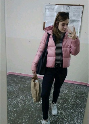 m Beden pembe Renk bershka mont
