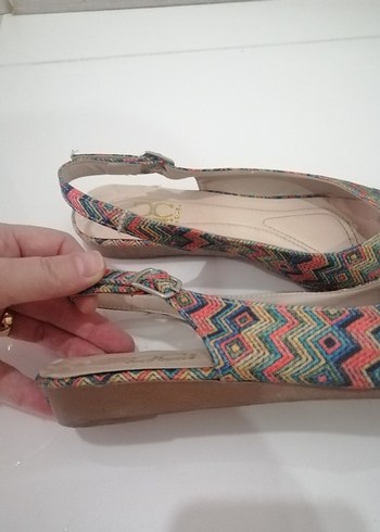 Renkli Bağcıklı Bohem Ayakkabı topuk boyu 2 cm - Görsel 4