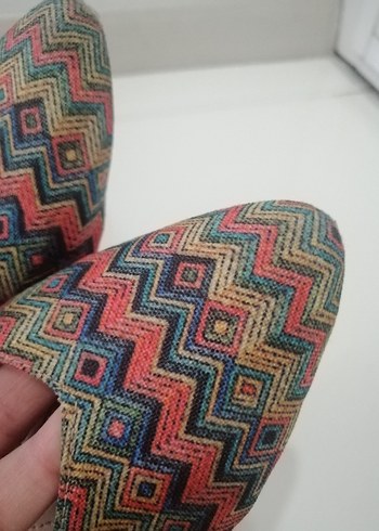 Renkli Bağcıklı Bohem Ayakkabı topuk boyu 2 cm - Görsel 3