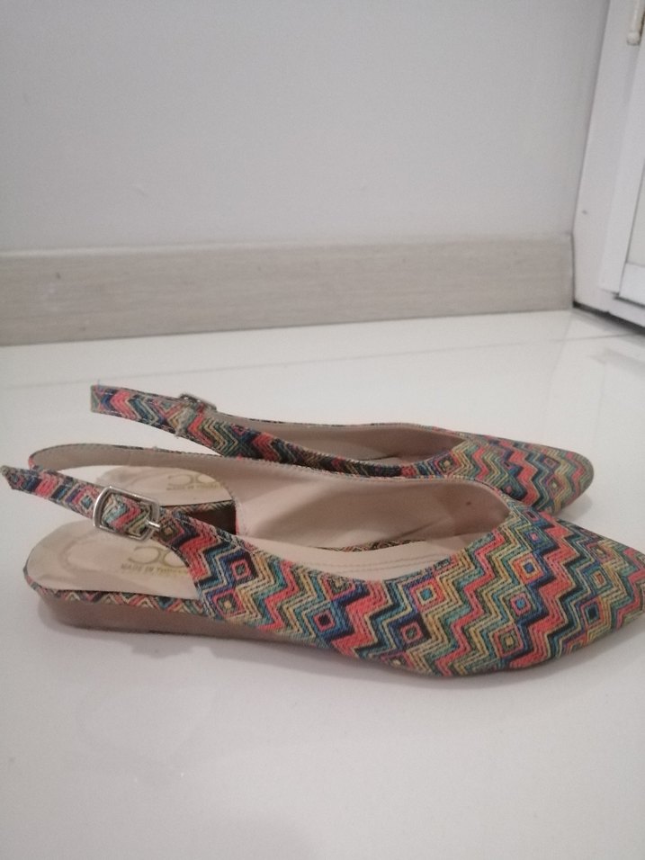 Renkli Bağcıklı Bohem Ayakkabı topuk boyu 2 cm - Görsel 5