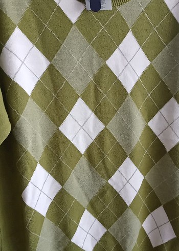 erkek Yeşil Desenli Kazak - Görsel 2