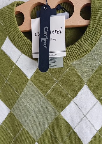 erkek Yeşil Desenli Kazak - Görsel 3