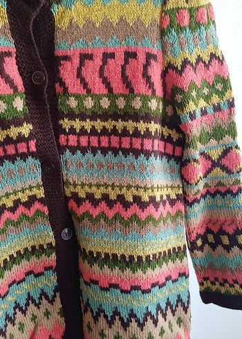 Çok Renkli Desenli Örgü Hırka - Görsel 2