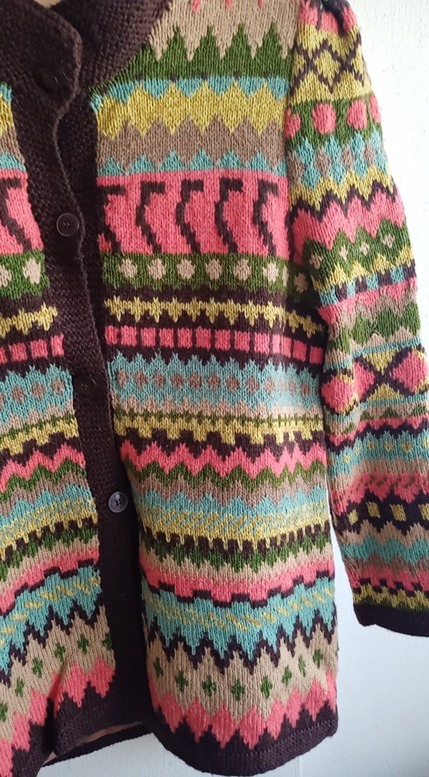 Çok Renkli Desenli Örgü Hırka - Görsel 2