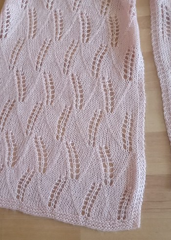 Pudra Pembe Örgü Kadın atkı - Görsel 2