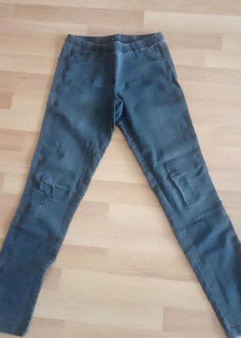 Kadın Elastik Bel Gri Denim Pantolon - Görsel 2