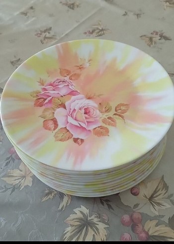 Diğer Pastel Renkli Gül Desenli melamin Tabak