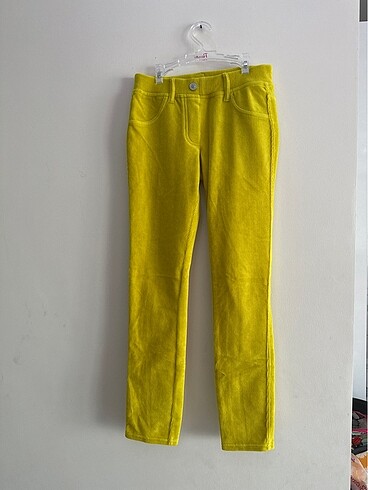 Benetton 9-10 yaş sarı kadife tayt pantolon