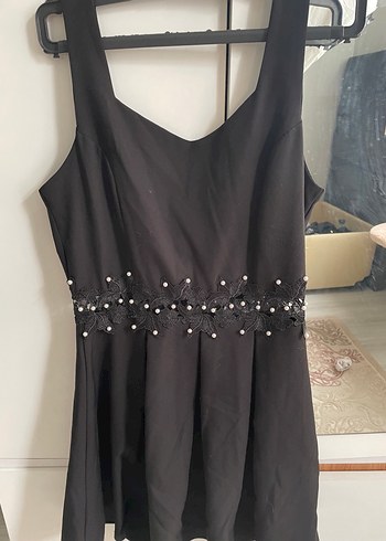 Zara İnci İşlemeli Siyah Midi Elbise