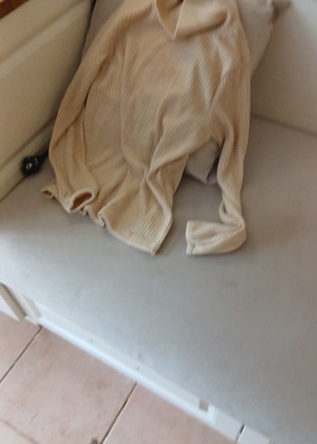 Bej Çocuk Keten Boğazlı Kazak,Yeni ,11-12 yaş - Görsel 4