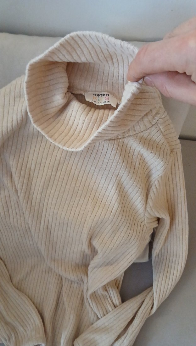 Bej Çocuk Keten Boğazlı Kazak,Yeni ,11-12 yaş - Görsel 2