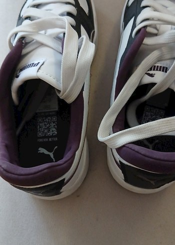 Kadın Beyaz Gri Bağcıklı Spor Ayakkabı,puma ,38 ,yeni ,orijinal - Görsel 4