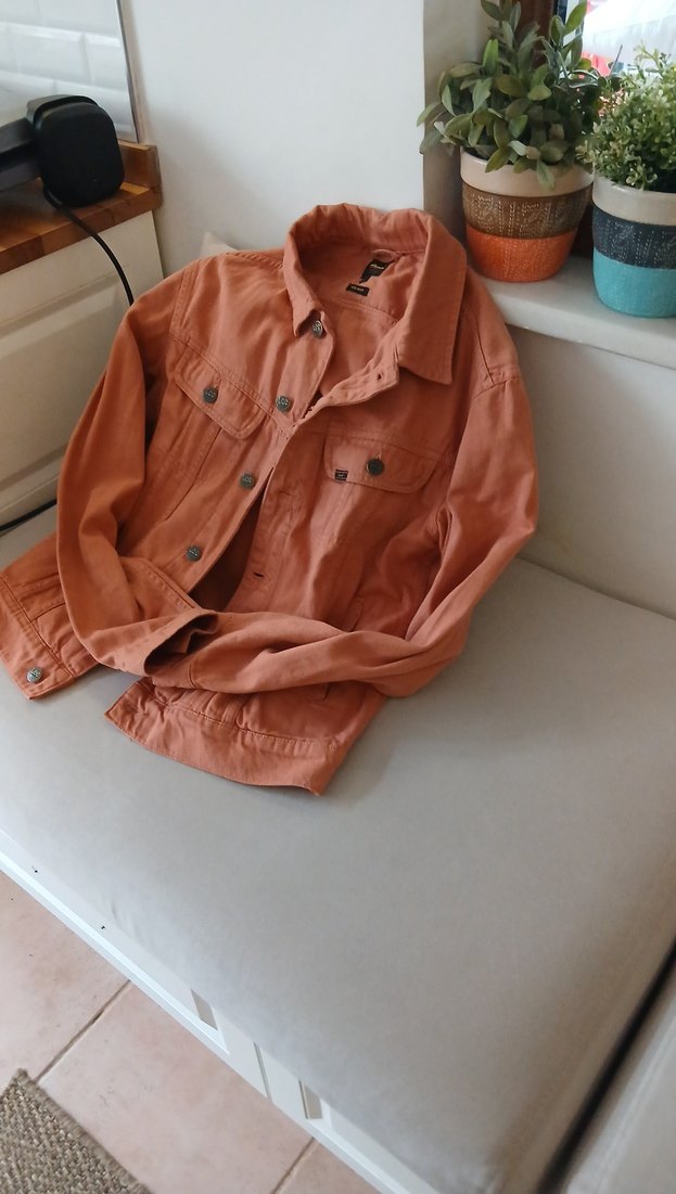 Düğmeli Kahverengi Erkek Denim Ceket,S  giyilmedi - Görsel 3