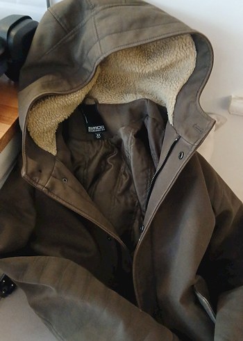 Gri Süet Erkek Haki Parka Kaban - Görsel 3