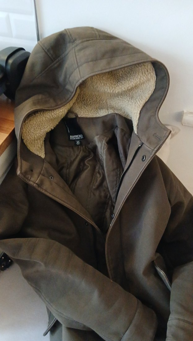 Gri Süet Erkek Haki Parka Kaban - Görsel 3