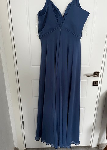 Lacivert Drapeli Uzun Abiye Elbise - Görsel 3