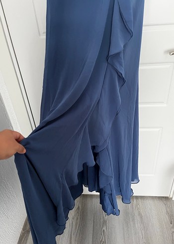 Lacivert Drapeli Uzun Abiye Elbise - Görsel 2