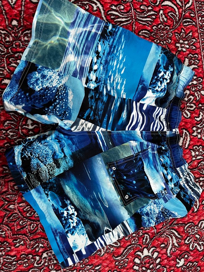 Erkek Mavi Bağlamalı Plaj Şortu - Görsel 3