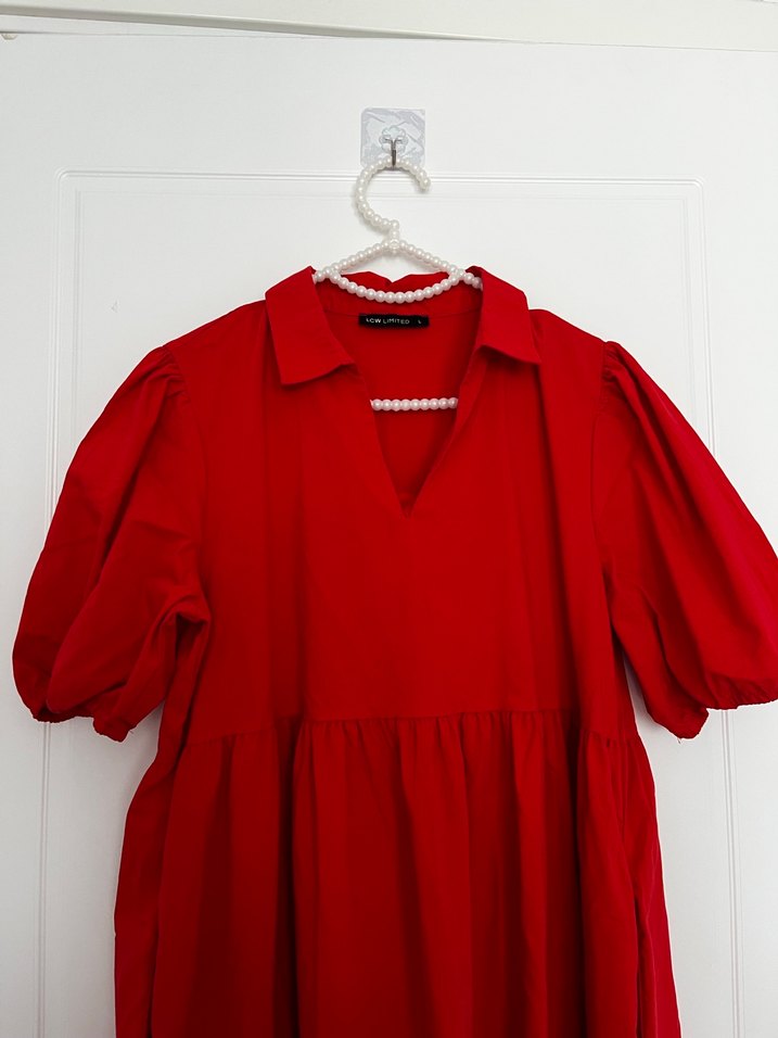Kırmızı Midi elbise - Görsel 2