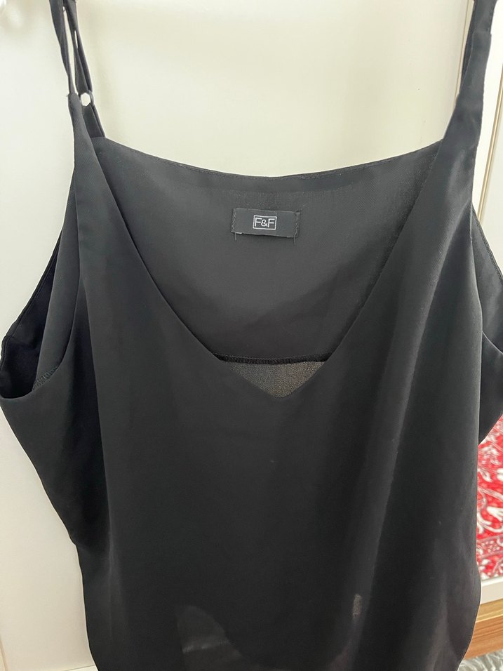 Siyah V Yaka şifon bluz - Görsel 2