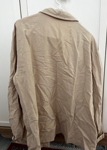 Bej Kadın Keten Midi gömlek - Görsel 3
