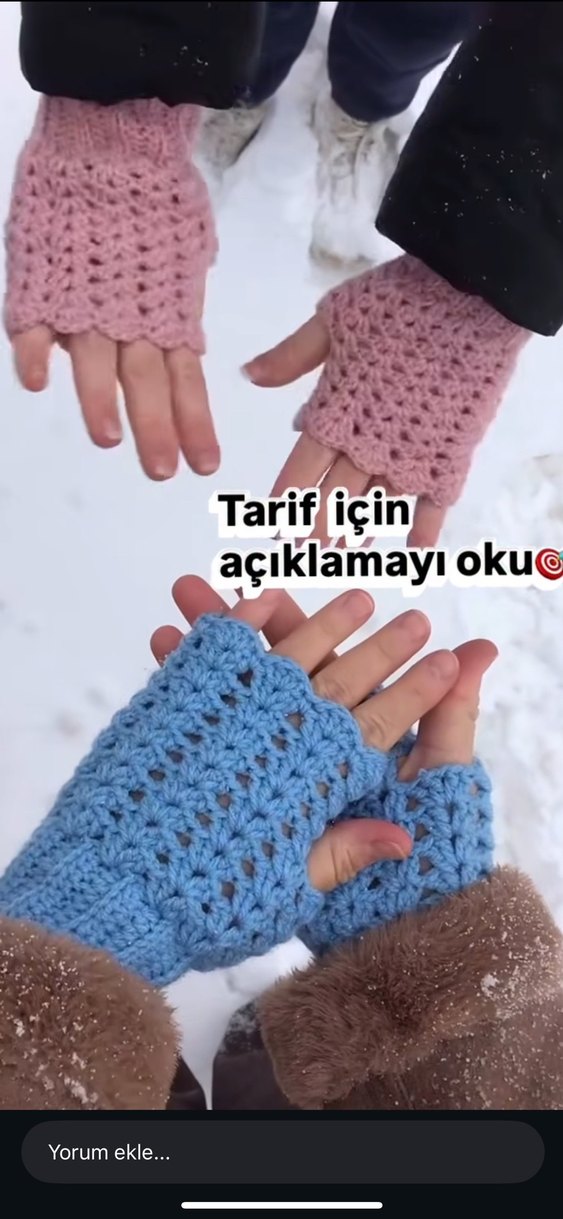 Gri Örgü Bohem Tarz Parmaksız Eldiven - Görsel 2