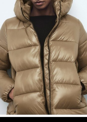 Zara Kapüşonlu Kadın Kışlık Mont - Görsel 3