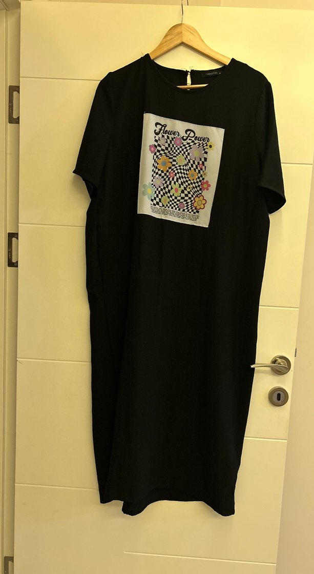 Siyah Baskılı Uzun elbise - Görsel 4