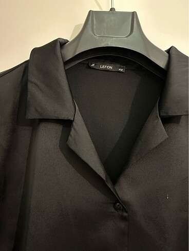 Siyah saten gömlek - Görsel 3