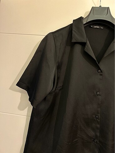 Siyah saten gömlek - Görsel 4