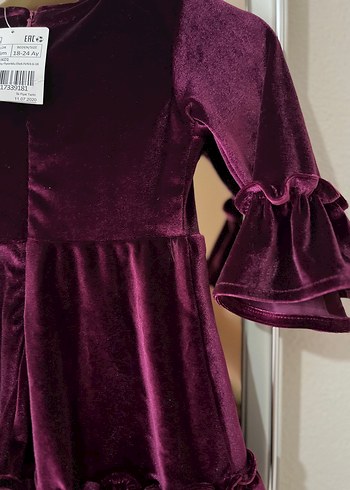 LC Waikiki Bordo Kadife Kız Çocuk Elbise