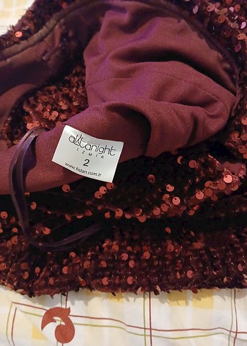 Bordo Drapeli Uzun Abiye Elbise - Görsel 6