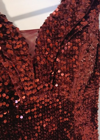 Bordo Drapeli Uzun Abiye Elbise - Görsel 4