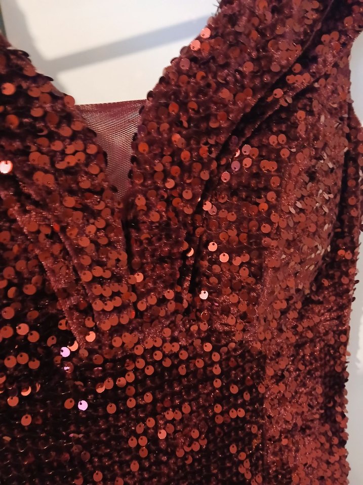 Bordo Drapeli Uzun Abiye Elbise - Görsel 4