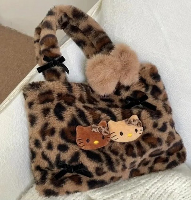Leoparlı Hello Kitty Peluş Çanta - Görsel 2