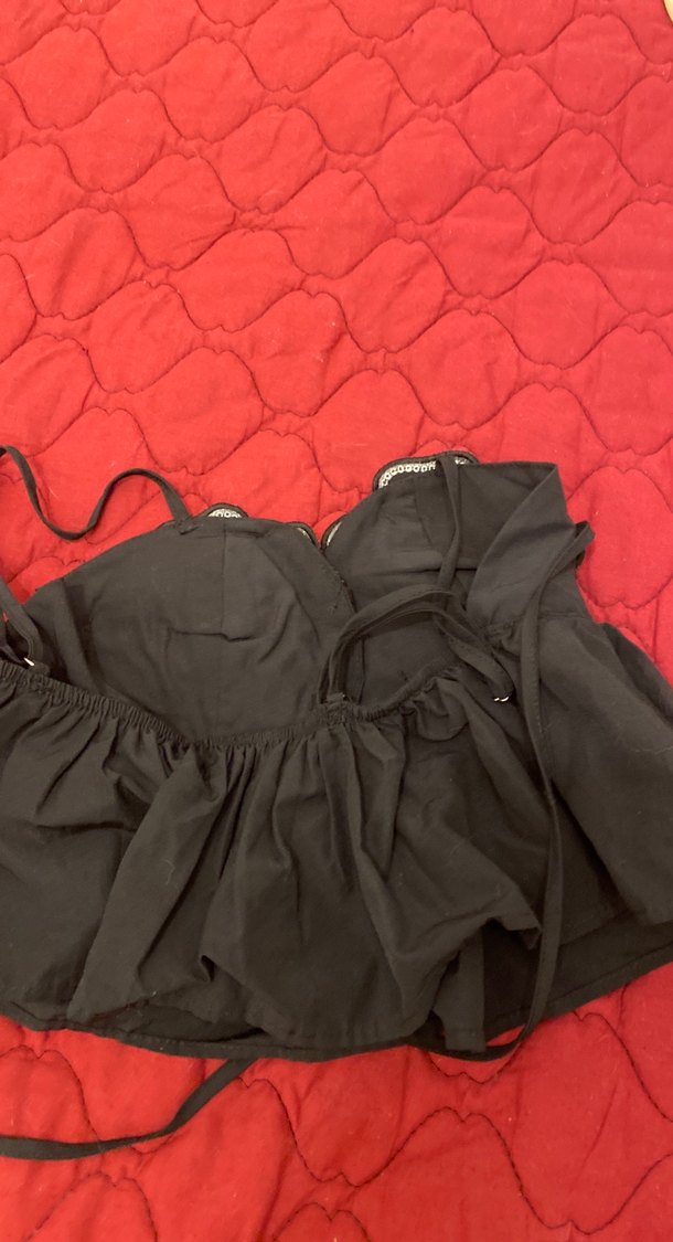 Siyah Nakışlı Straplez Mini Bustiyer - Görsel 3