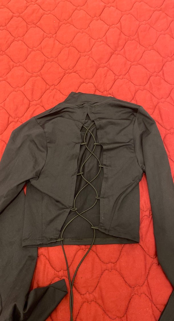 Kadın Siyah Yarım Balıkçı Yaka Crop Top - Görsel 2