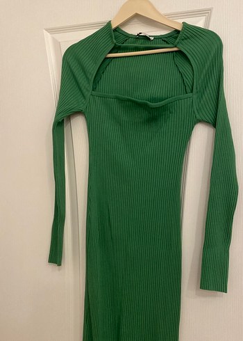 Yeşil Triko Uzun Kadın Elbise - Görsel 3