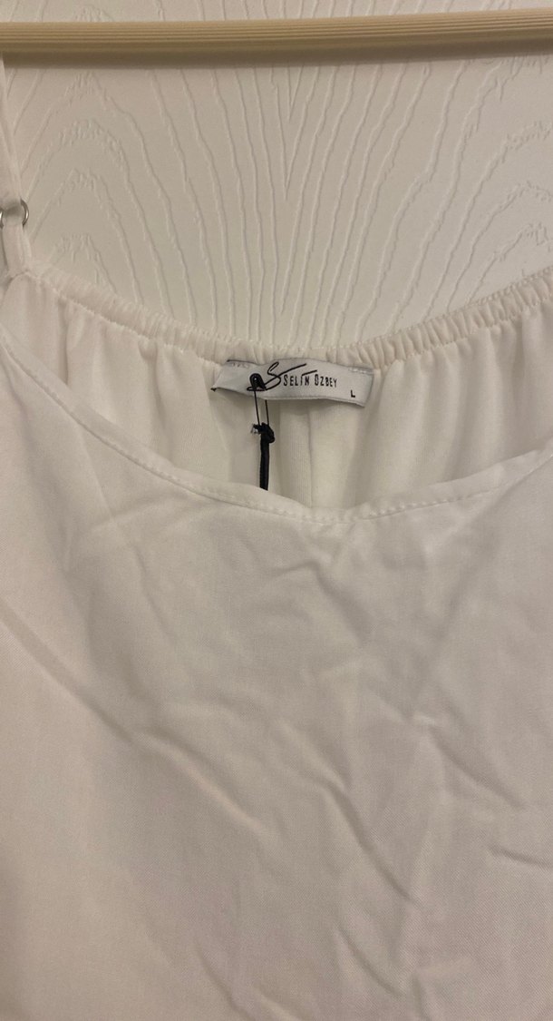 Kadın Beyaz Keten Uzun Askılı Elbise - Görsel 3