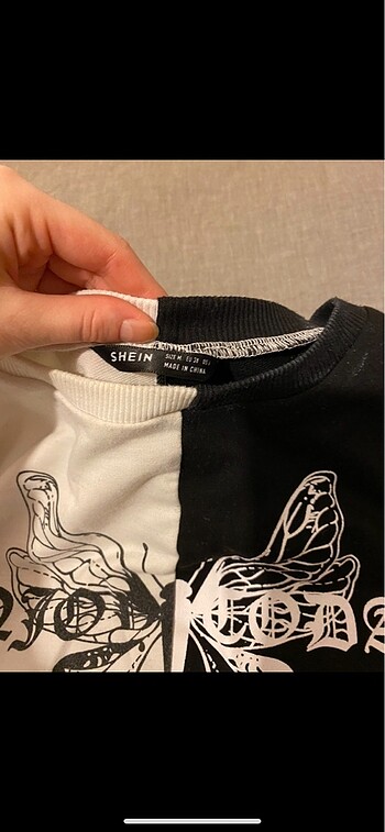 Sheinside Sweatshirt kadın siyah beyaz shein