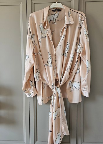 Zara marka tarz Saten Gömlek - Görsel 5